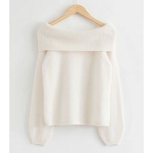 White chunky off the shoulder sweater